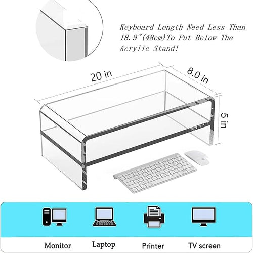 Acrylic Monitor Stand,2 Tier 20 inch Acrylic Computer Monitor Stand Riser