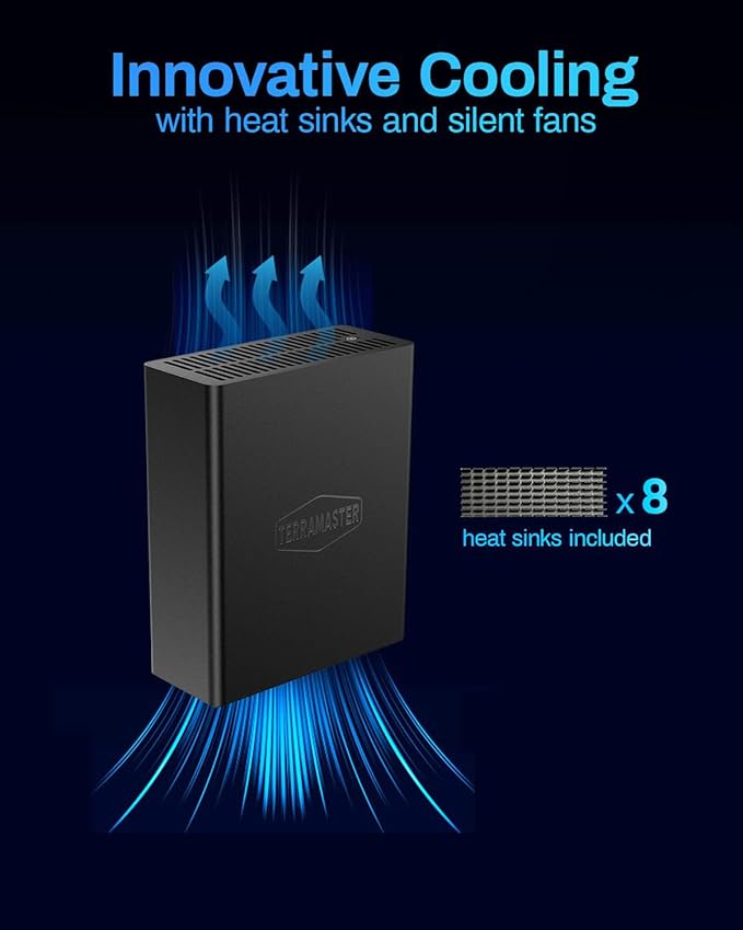 TERRAMASTER F8 SSD NAS Storage - 8Bay All SSD NAS Server N95 QuadCore CPU, 8GB DDR5 RAM, 10GbE Port, 8 Heat Sinks Included, Palm-Sized Powerful Network Attached Storage (Diskless)