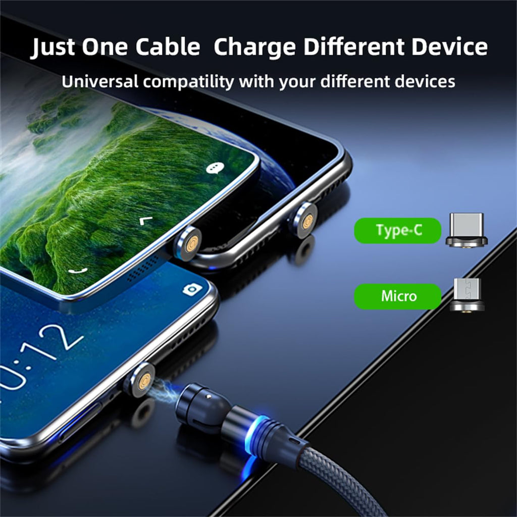 Losuesme Magnetic Charging Cable (6-Pack,1.6+3.3+3.3+6.6+6.6+10ft) 540° Rotation Magnet Phone Charger USB C Cable 3A Fast Charging Magnetic Charger Cable with LED Light for Micro USB Type C Device