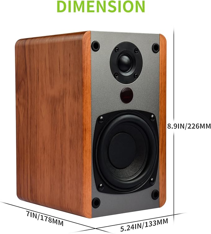 SINGING WOOD BT25 (2024 Version) Bluetooth Active Bookshelf Speakers for with Optical Aux inputs Subwoofer Line Out for PC, TVs, Turntable, Wooden Enclosure,80W - Beach Wood