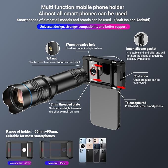 APEXEL 36X HD Telephoto Lens for iPhone/Samsung/Android | High Power Zoom Camera Lens with Tripod Mount, Universal Smartphone