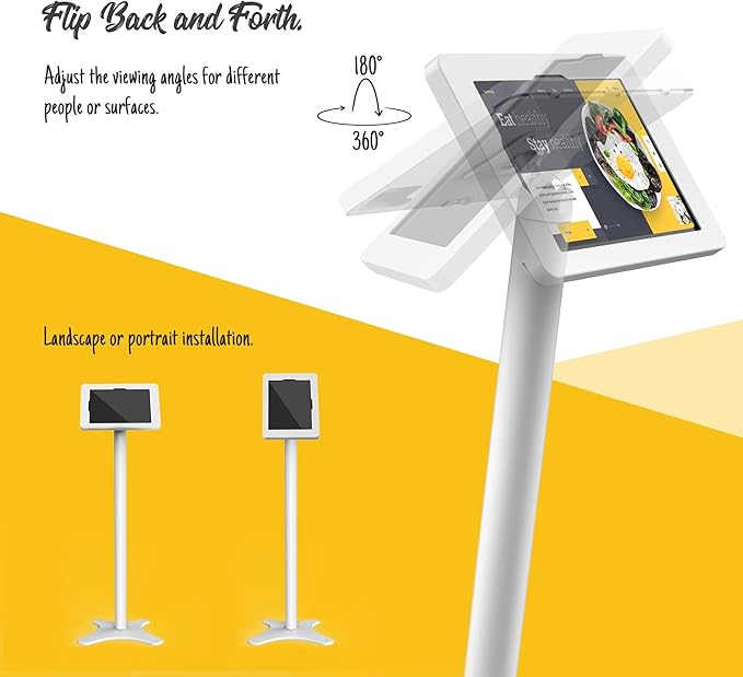 Beelta Tablet Kiosk Floor Stand, All Metal Rotate Lockable - Compatible with 10.9" iPad 10th, Pro 11" 1 2 3 4, Air 4 5, Air 11"(M2/M3/M4), iPad 11"(A16) - BSF301WA