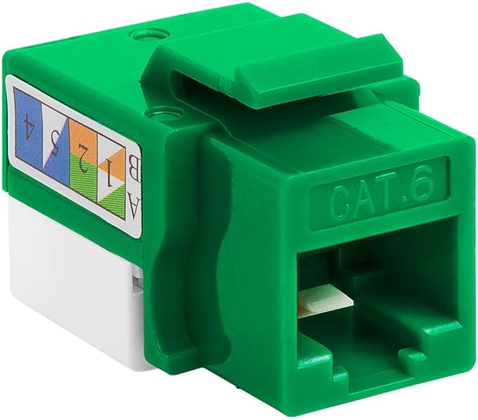 Cmple - RJ45 Keystone Jack 90 Degree Cat6 Keystone Jack Insert Punch Down RJ45 Connectors Female for Wall Plates, Patch Panels, Patch Cables, Ethernet Cables - Green