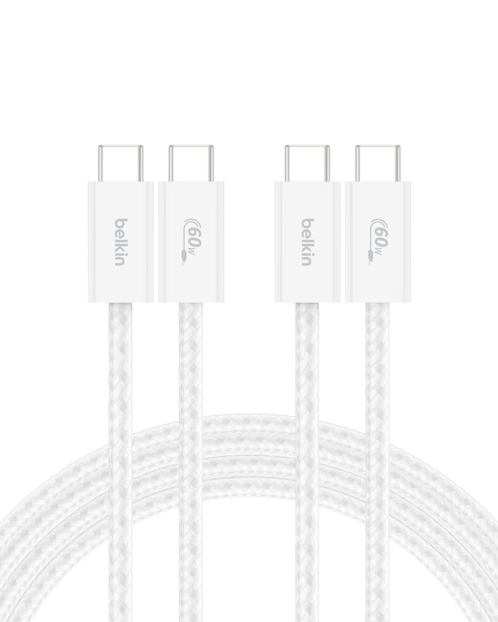 Belkin USB C to USB C 60W Braided Cable 2 Pack, 6.6ft iPhone Charger Cord