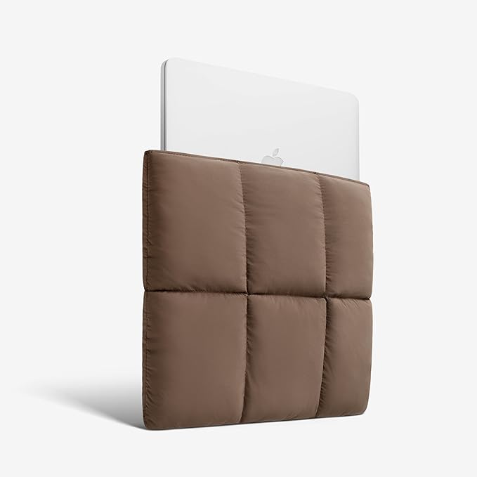 Comfyable Puffy Laptop Sleeve 13 Inch 14 Inch, Quilted Puffer Laptop Carrying Case, Pillow Case Compatible with MacBook Air M4 2025 M3 M2 M1, MacBook Pro M4 Pro/Max, Mocha Brown