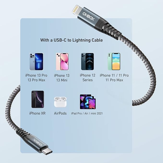 ohbox USB-C to Lightning Cable 3FT 3Pack iPhone Charger Fast Charging Braided Type C Charging Cord Compatible with iPhone 14 13 13 Pro Max 12 12 Pro Max 11 XS XR X 8 iPad