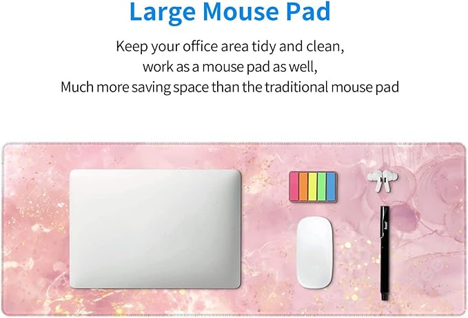 Rose Gold Marble Large Mouse Pad Extended Gaming Mousepad 31.5 x 11.8 Inch with Anti-Slip Rubber Base Cute Office Decor Women Girls Computer Accessories Home Office Supplies