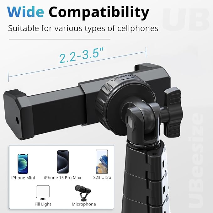 UBeesize 67" Phone Tripod & Selfie Stick, Camera Tripods Stand with Wireless Remote and Phone Holder,Compatible with iPhone Android Phone, Perfect for Selfies/Video Recording/Live Streaming Black