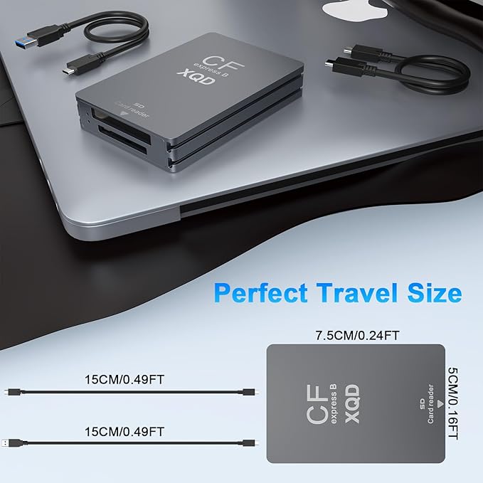 10Gbps CFExpress Type B Card Reader - 5 in 1 USB C&USB A CFexpress/XQD/SD Card Reader for CFexpress Type B+SD 3.0 Card+XQD Card Reader, CFexpress Adapter Memory Card Reader for Wins/Mac/Linux/Android