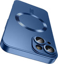Magnetic for iPhone 14 Plus Case [Compatible with MagSafe][Built-in Camera Lens Protector] Slim Soft Silicone Bumper Shockproof Metallic Luster Phone Case (Blue)