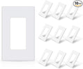 ELEGRP 1-Gang Screwless Decorator Wall Plates, Standard Size Unbreakable Thermoplastic Faceplate Cover for Decorator Receptacle Outlet Switch, UL Listed (10 Pack, Glossy White)