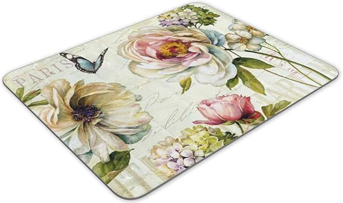 Gaming Mouse Pad，Vintage Watercolor Flowers Rectangle Mouse Pad Size(9.84"x7.87")