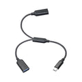 USB Splitter Cable 1FT, USB Type C Male to Dual USB A Female Y Splitter Adapter 1 in 2 Out, Power & Data with OTG Function Intelligent Chip, for Smartphone, Laptop, Car etc
