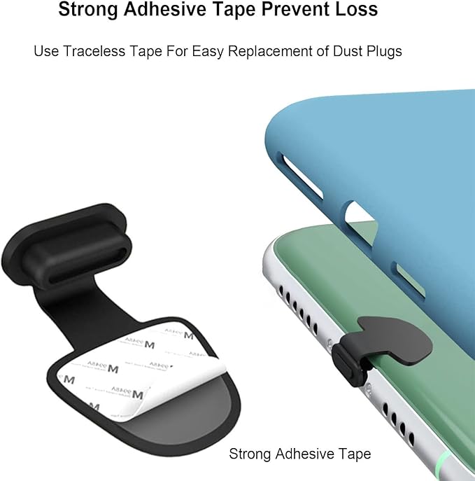 USB C-Type Anti Loss Dust Plugs, USB C-Type Port Silicone Dust Covers, with Detachable Adhesive for Mobile Phone,Compatible with 15, 16 17 Plus Pro Max..., All USB C Ports