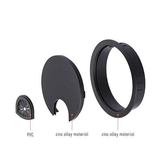 2 Pack Desk Grommet 2-3/8 Inch 60mm, Zinc Alloy Computer Desk Wire Hole Cover, Office Desktop Cord Cable Hole Metal Ring, Black