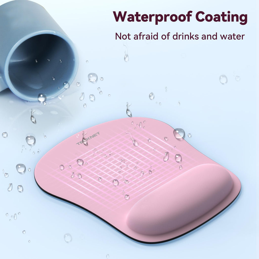 TECKNET 2 Pack Gaming Ergonomic Mouse Pad with Wrist Support Pink