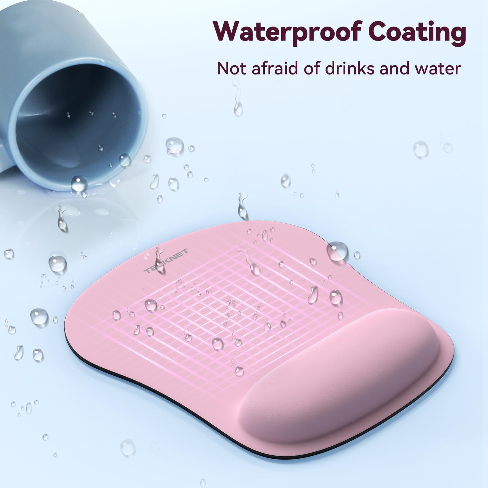 TECKNET 2 Pack Gaming Ergonomic Mouse Pad with Wrist Support Pink