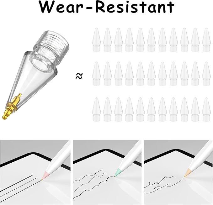 6 Pack Fine Point Replacement Tips Compatible with Apple Pencil 2nd Generation, Apple Pencil 1st Generation, Apple Pencil USB-C & Apple Pencil Pro Colorful iPencil Nibs (Multicolour)