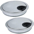 2 Pcs Desk Grommet 3-1/8" / 80 mm, Desk Cord Hole Cover, Cable Grommet Metal Zinc Alloy Materilal, Desk Hole Grommet for Home & Office Pc, Detachable Cable Cord Organizer-Bright Silver