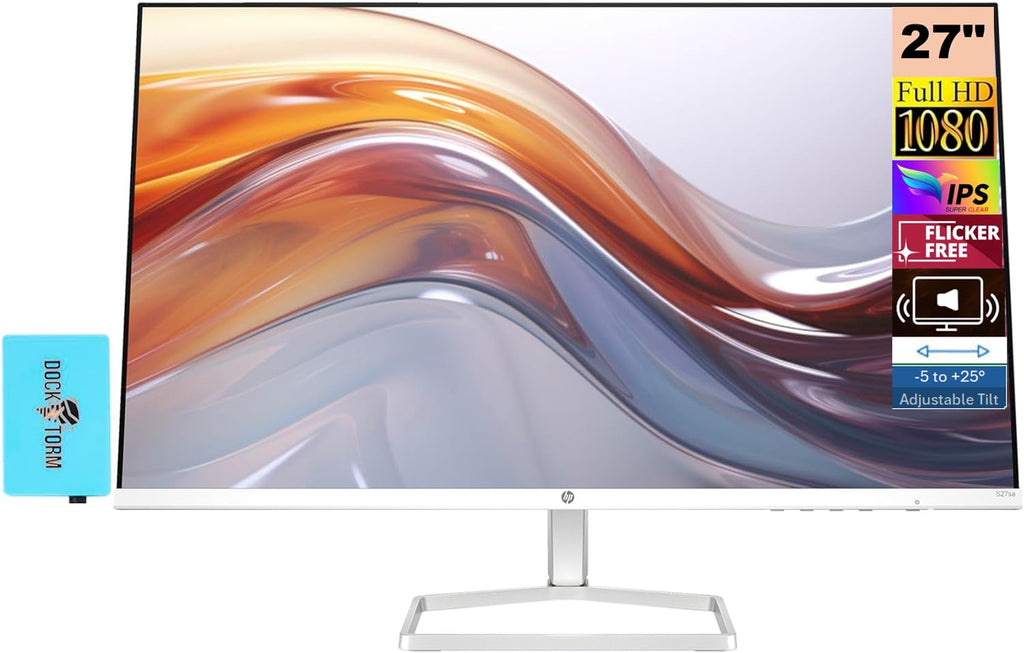 HP Series 5 527sa Monitor with Speakers 27" 100Hz IPS FHD 99% sRGB 300 Nits Display, Adjustable Tilt, Flicker-Free, Anti-Glare, w/DKZ USB Hub