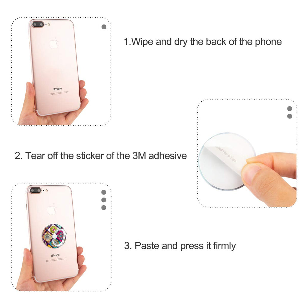 Bonoma Cell Phone Ring Holder Stand,3- Pack Colorful Mandala