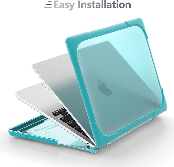 Batianda for New MacBook Air 13.6 inch Case 2025 M4 2024 2022 Release Model A3240 A2681(M2) A3113(M3), Heavy Duty Shockproof Protective Hard Shell with Fold Kickstand & Keyboard Cover, Light Blue