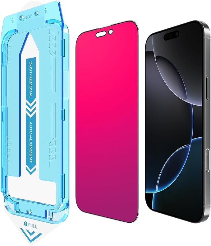 EGKimBa for iPhone 16 Privacy Screen Protector, Gradient Color, Bubble Free, Easy Installation, Auto Dust-Elimination, Anti Blue Light