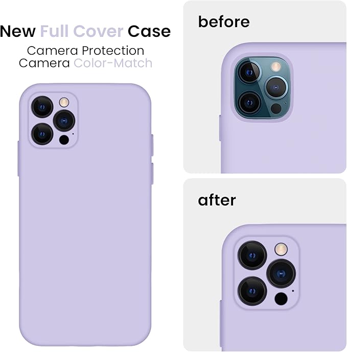 FireNova Designed for iPhone 13 Pro Max Case, Silicone [Camera Protection] Phone Case with [2 Screen Protectors], Soft Anti-Scratch Microfiber Lining Inside, 6.7 inch, Clove Purple
