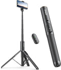 Sensyne 60" Phone Tripod - Selfie Stick, Lightweight All in One Phone Tripod Integrated with Wireless Remote Compatible with All Cell Phones for Selfie/Video Recording/Photo/Live Stream/Vlog（Black）