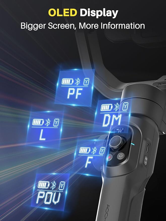 Professional Gimbal Stabilizer for Smartphone,Built-in 18CM Extension Rod and Powerful Fill Light,360°Inception,Face&Object Tracking Stabilizer,3-Axis Gimbal for iPhone& Android-Smart S2