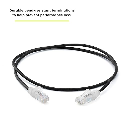 TRUECABLE Cat6 Component Rated Patch Cable, Unshielded (U/UTP), 3ft, Black, 28AWG Solid Copper, Snagless 10G High-Speed Ethernet Cable, PoE++ 4PPoE 100W, UL Listed, RoHS-3, 1 Pack