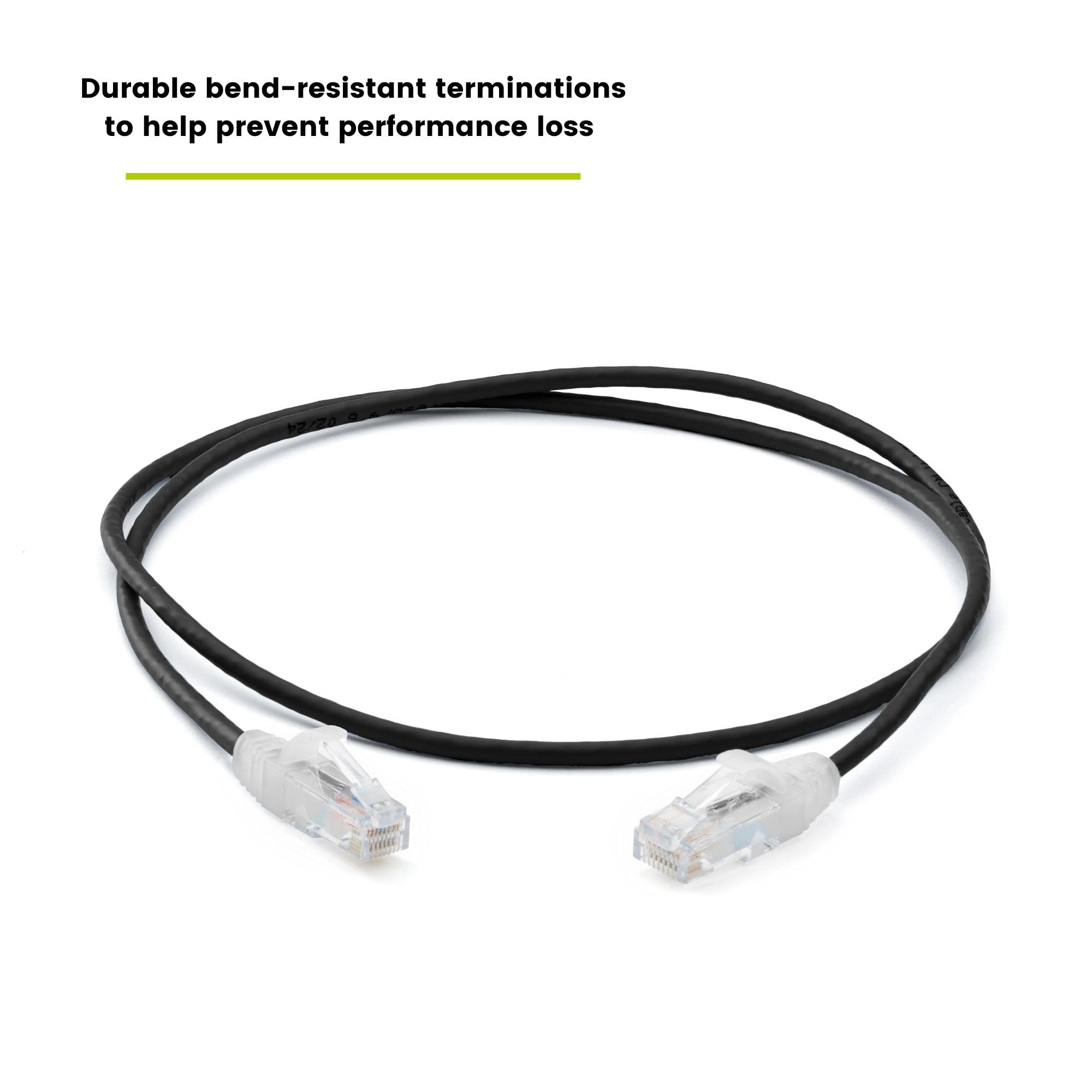 TRUECABLE Cat6 Component Rated Patch Cable, Unshielded (U/UTP), 3ft, Black, 28AWG Stranded Pure Copper, Snagless 10G High-Speed Ethernet Cable, PoE++ 4PPoE 100W, UL Listed, RoHS-3, 5 Pack