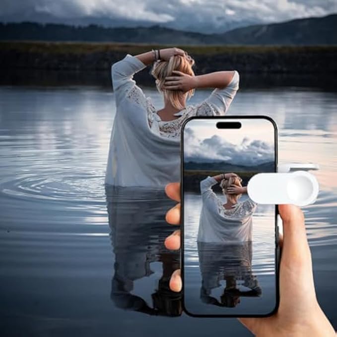 Mirror Effect Lens - Capture Stunning Reflections Instantly, Smartphone Camera Mirror Reflection Clip Kit, Mirror for Phone to Use Back Camera, for Travel Photography (White)