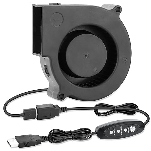 75mm x 30mm USB Blower Fan 5V Turbine Centrifugal Blower Fan for Cooling DIY Computer Case PC 3D Printer Electronics Cabinet Helmet Laptop Game Consoles
