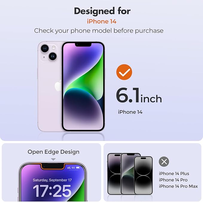 UNBREAKcable 3-Pack Screen Protector for iPhone 14, Double Shatterproof Tempered Glass [Easy Installation Frame] [9H Hardness] [99.99% HD Clear] [Case Friendly] for iPhone 6.1 inch