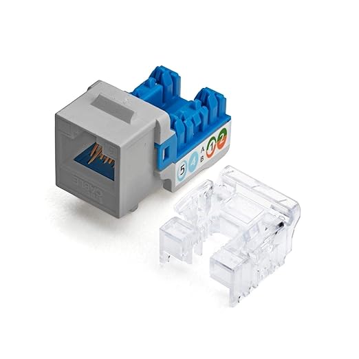 trueCABLE Cat6 Keystone Jack, Unshielded (UTP), 90 Degree Punch-Down, PoE++ (4PPoE) 100W, UL Listed, ETL Verified, ANSI/TIA Certified, Modular RJ45 Female, Gray, 12 Pack