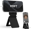 MOFT Phone Stand, Magnetic Phone Tripod Stand Stain-Resistant MOVAS Leather & Angle Adjustment & Strong Magnets Tripod for iPhone 16/15/14/13/12 (Included Metal Ring)-Jet Black
