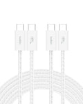 Belkin USB C to USB C Cable 2-Pack, 9.9ft, 60W - Type C Charger, iPhone Charger Cord, Soft, Braided, Flexible for iPhone 16, Galaxy S25, Pixel 9, Airpods, iPad Pro & More, Travel Essentials - White