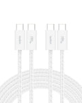 Belkin USB C to USB C Cable 2-Pack, 9.9ft, 60W - Type C Charger, iPhone Charger Cord, Soft, Braided, Flexible for iPhone 17, Galaxy S25, Pixel 10, Airpods, iPad Pro & More, Travel Essentials - White