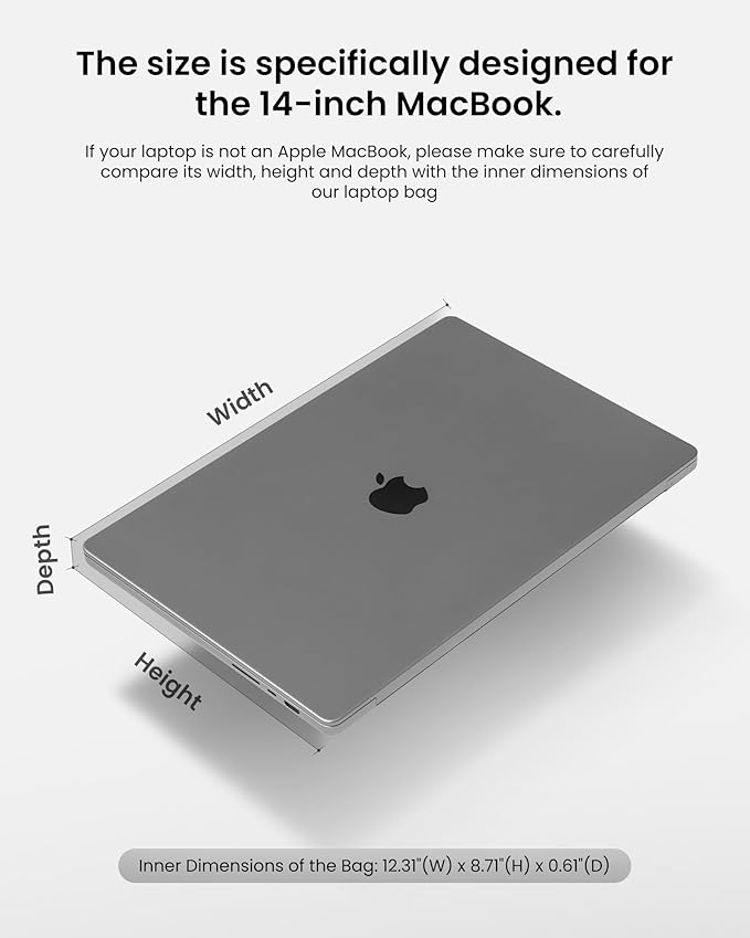 tomtoc 360 Protective Laptop Sleeve for 14-inch MacBook Pro M4/M3/M2/M1 Pro/Max A2918 A2992 A2779 A2442 2024-2021, 13.5-14.4 Inch Surface Laptop 6/5/Studio 2/1, Water-Resistant Carrying Case