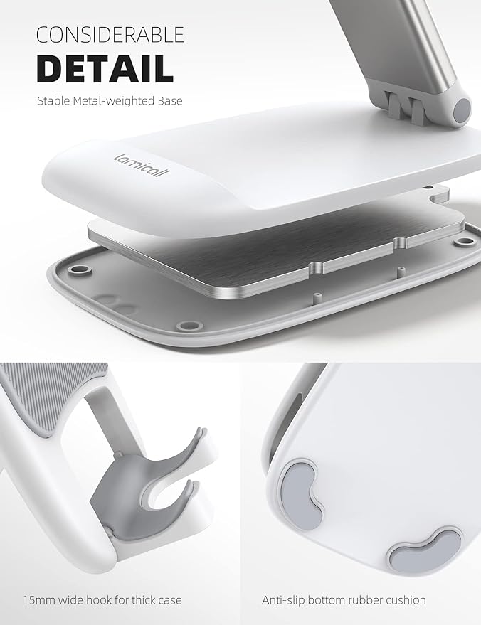 Lamicall for Mother Mom, White Phone Stand, Birthday Gifts for Father Teens Girls Boys Desk Accessories for iPhone Holder