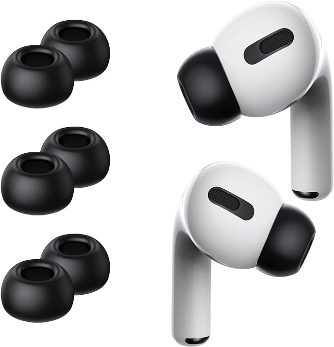 Lanwow Premium Memory Foam Tips for AirPods Pro & AirPods Pro 2nd Generation. No Silicone Eartips Pain. Anti-Slip Eartips. Fit in The Charging Case, Extra Small 3 Pairs (XS, Black)