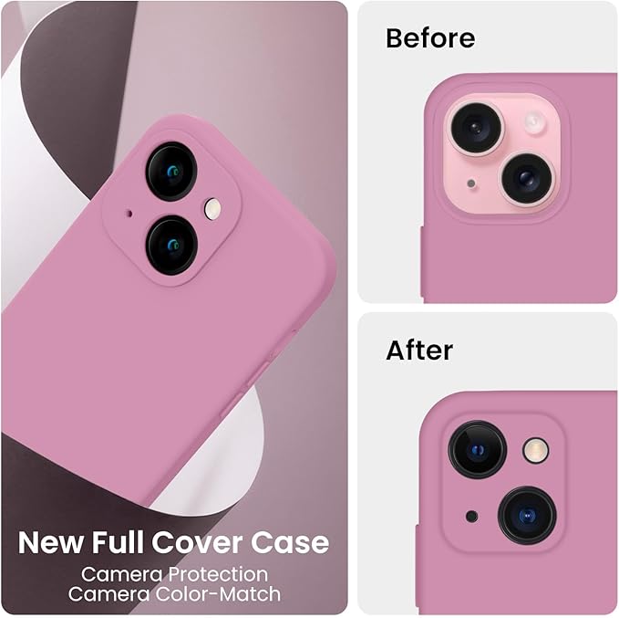 FireNova Designed for iPhone 15 Plus Case, Silicone [Camera Protection] Case with [2 Screen Protectors], Soft Anti-Scratch Microfiber Lining Inside, 6.7 inch, Lilac Purple