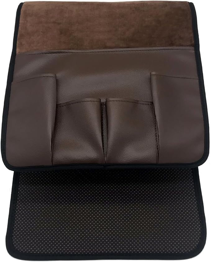 Wanty Velvet Sofa Couch Chair Armrest Soft Caddy Organizer Holder for Remote Control, Cell Phone, Book, Pencil (Brown)
