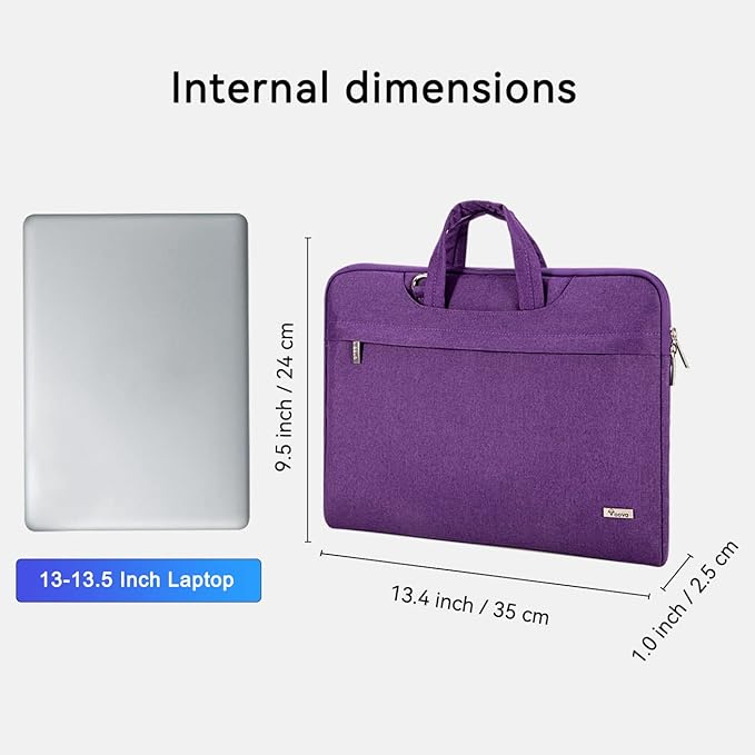 Voova Laptop Bag 13 14 Inch for Women, Waterproof Computer Sleeve Carrying Case with Shoulder Straps & Handle Compatible with Macbook Air 13 M2/M3/M4, MacBook Pro 13/14, HP Chromebook 14, Purple