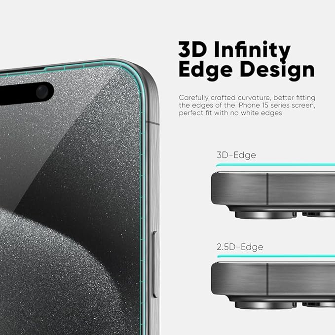 FLOLAB NanoArmour ONETIME PRO for iPhone 15 Plus Screen Protector, Anti-Reflective, Anti-Rainbow, 3D Tempered Glass, Ultra Clear, Edge Reinforced, Easy Install, Dust-Free, Scratch Resistant