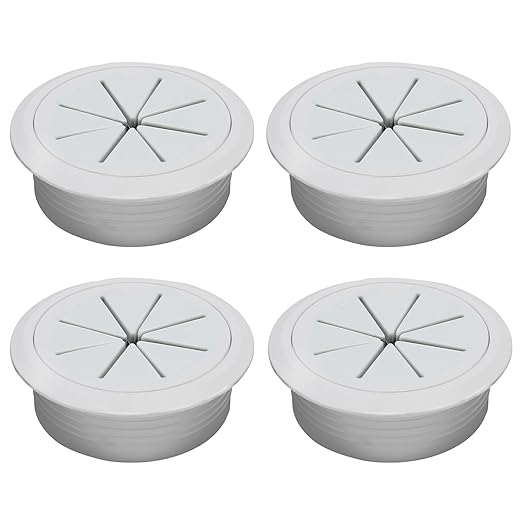 Desk Grommet 2" (50 mm), Desk Hole Cover for Cables Grey, Cable Grommet ABS Plastic, Desk Hole Grommet for Office and Home Table Cable, Detachable & Flexible Cable Cord Organizer-4 Pcs