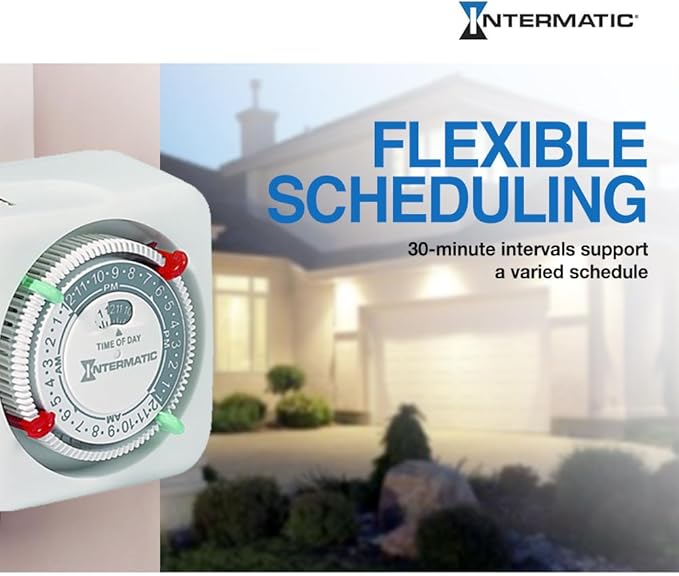 Intermatic TN111K 15-Amp Indoor Timer - Versatile 24-Hour Control - Easy Manual Override and Single 2-Prong Design (2 Pack)