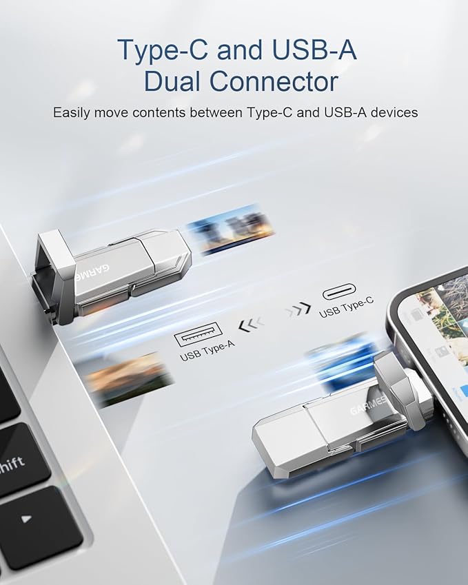 64GB USB C Flash Drive Up to 450MB/s USB 3.2 Solid State Thumb Drive Type-A + Type-C 2-in-1 Flash Drive Memory Stick Data Storage Compatible with iPhone 16 Android Phone Tablet Game Console