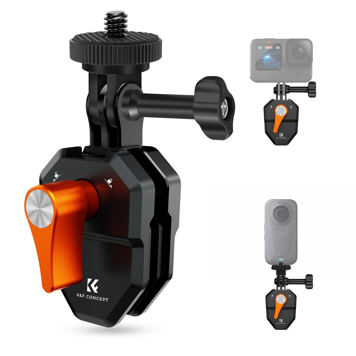 K&F CONCEPT Motorcycle Windshield Clip Mount for GoPro Hero 13/12/11 Black